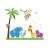 Sticker autocolant cu Palmier si animalute pentru camera copiilor, 60×90 cm, multicolor