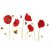 Sticker decorativ Flori de Maci si fluturi, 50×70 cm, culoare rosu