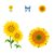 Stickere decorative cu Floarea soarelui si 6 fluturasi, 4 coli cu dimensiune 30×45 cm, galben/albastru