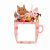 Sticker decorativ 3D pentru priza sau intrerupator, model Cana cu inimioare si veverite, 8.6×8.6 cm, culoare roz